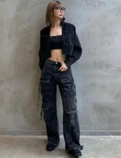 M812 アディダス 短丈 デニムジャケット ドロップショルダー