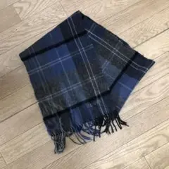 BALMAIN チェック柄マフラー ネイビー系