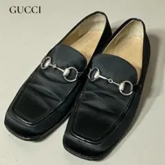 GUCCI ブラック ローファー スエード　スクエア　シルバーバックル　卒業式に