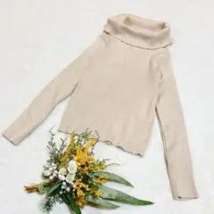 【リフ】Riff タートルネックリブニット セーター 長袖 ベージュ S相当