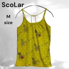 【ScoLar】(M) フルーツ柄 ドット キャミソール イエロー 個性的 夏のサムネイル