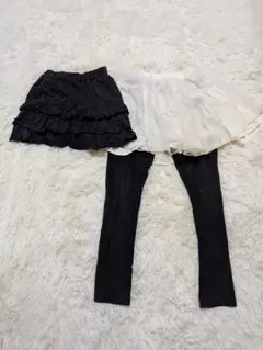 黒フリルスカート anyFAM 110㎝とレギンスブランシェス120㎝2点セット