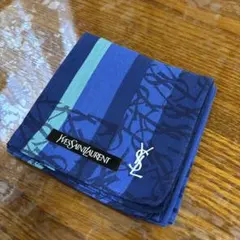 【未使用】イヴサンローラン ハンカチ ブルー系 タグシールあり