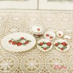 ＊るう様ご専用＊ミニチュア食器 いちご柄 7点セット＊C