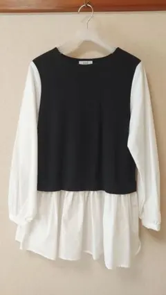 a.v.v ブラック/ホワイト 長袖シャツ