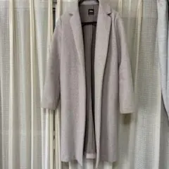 ZARA ライトベージュ ノーカラー ロングコート - メルカリ