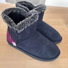 Harris Tweed ブラックムートンブーツ Sサイズ