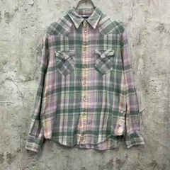 V*M様 ポロラルフローレン　ウエスタン　スナップボタン　ネルシャツ　古着　グリ