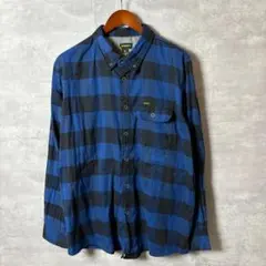 STANLEY フランネル長袖シャツ 大柄チェック XL 青黒