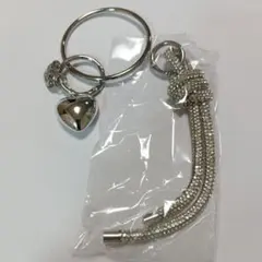 シルバー ハート型チャーム キーホルダー