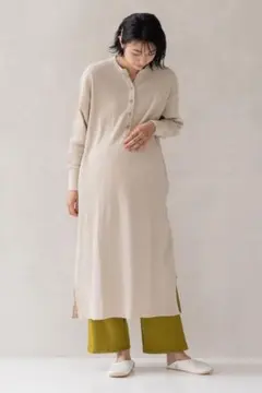 授乳ワンピース　マタニティ〜産後 ママによりそうワッフルワンピース