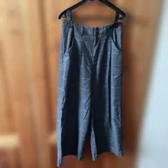 グレー チェック柄 ワイドパンツ