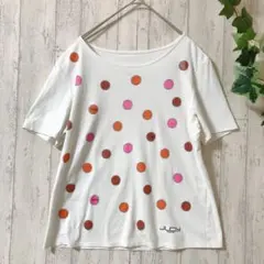 【美品】JUDY COLLECTION ドット柄カットソー ホワイト 40 綿のサムネイル