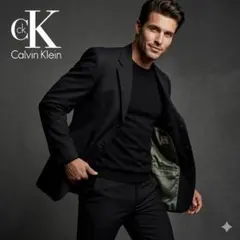 希少 伊製 Calvin Klein カルバンクライン テーラードジャケット 黒