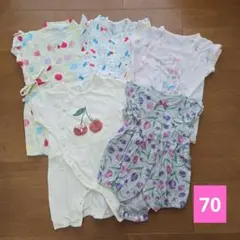半袖　ベビーロンパース　まとめ売り　女の子　70