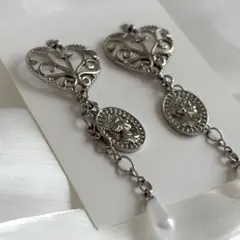 【316L】ハンドメイド ピアス 透かしハート(シルバー)