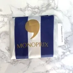 【新品】Monoprix（モノプリ）エコバッグ ブルー×ホワイト ストライプ