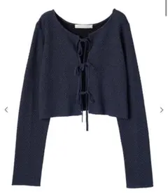 【新品未使用】リリアンカラット ジャガード2WAYリボンニットカーディガン