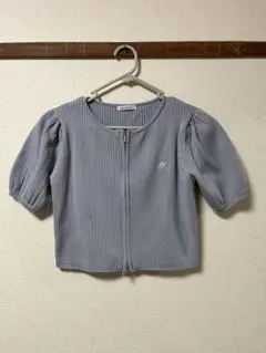 半袖リブカーディガン ダブルジップ OLIVE des OLIVE 水色 夏服のサムネイル