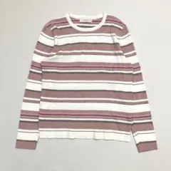 anysis エニィスィス マルチボーダー レーヨン 細リブニット M ピンク系