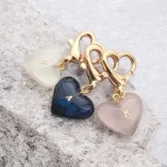 名入れ ハートチャーム 　くすみカラー　バックチャーム　キーチャーム