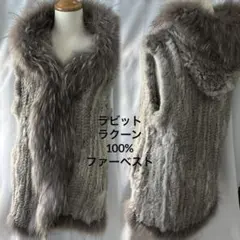 高品質✨美品　ラビット　ラクーン　ファーベスト　フード　ジレ　y2k グランジ