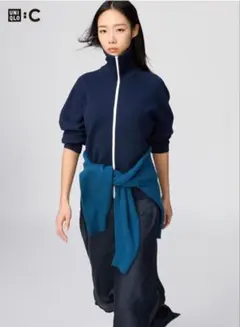 UNIQLO ネイビー ミラノリブフルジップカーディガン