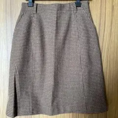 ポールスチュアート　茶系千鳥　ウール　スカート