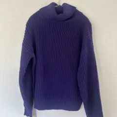 レディース　パープル タートルネック ニット セーター
