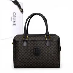 超極美品　セリーヌ　マカダム　ミニボストン　ハンドバッグ　黒　トリオンフ