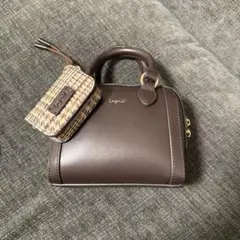 ungrid ケースチャーム付 チェックコンビ ミニボストンバッグ