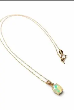 宝石質エチオピア産オパール 枠留めオーバルファセットカット ネックレス