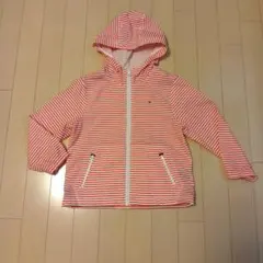 TOMMY　HILFIGER 赤と白のストライプ フード付きパーカー