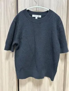 UNIQLO コットンポップコーンクルーセーター半袖 ブラック