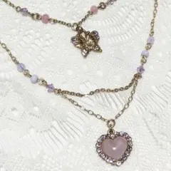 ANNA SUI アナスイ バタフライ ハート 2連ネックレス