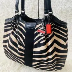 COACH コーチ トートバッグ ゼブラ柄 アニマル ブラック F24022 - メルカリ