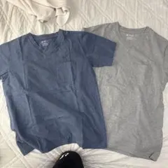 ナノユニバース　VネックTシャツ 2色セット ブルー　グレー
