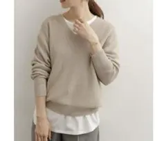 アーバンリサーチ ドアーズ コットン 畦Vネック ニット 洗える 春 ゆったり