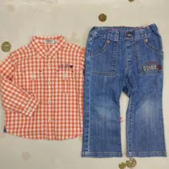 【DOUBLE.Bダブルビー/ミキハウス】シャツ＆ジーンズ◇90/a442