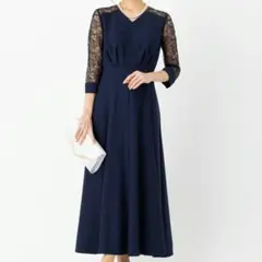 美品◆ Aimer Acret エメエクレ　フラワーレース袖　ロングワンピース