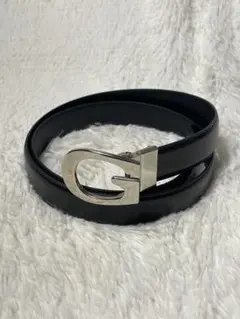 GUCCI Gバックル レザーベルト ブラック シルバーバックル ユニセックスのサムネイル