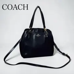 美品 COACH レザー 2WAY バッグバッグ ダークネイビー ブラック系