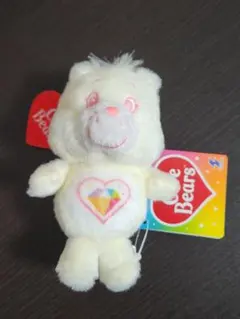 ケアベア ハートチャーム付きマスコット 白　ホワイト