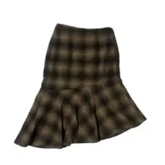 GUチェック柄フレアミニスカート ブラウン系 マーメイドスカート