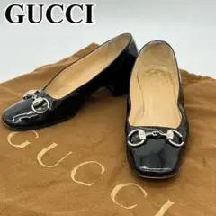 GUCCI パンプス ホースビット シルバー金具 エナメル 黒 22.5cm相当のサムネイル