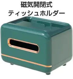 磁気開閉式　モダン グリーン ティッシュボックス