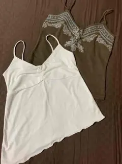 キャミソール 3枚セット カーキ 白 赤