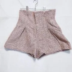ジュノア ツイード ショートパンツ タック入り ピンクベージュ