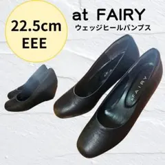 at FAIRY ブラックウェッジヒールパンプス 22.5cm EEEのサムネイル