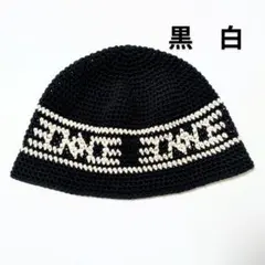 クラッシャーハット バケットハット ニット帽 グランジ 古着 クロシェハット 黒